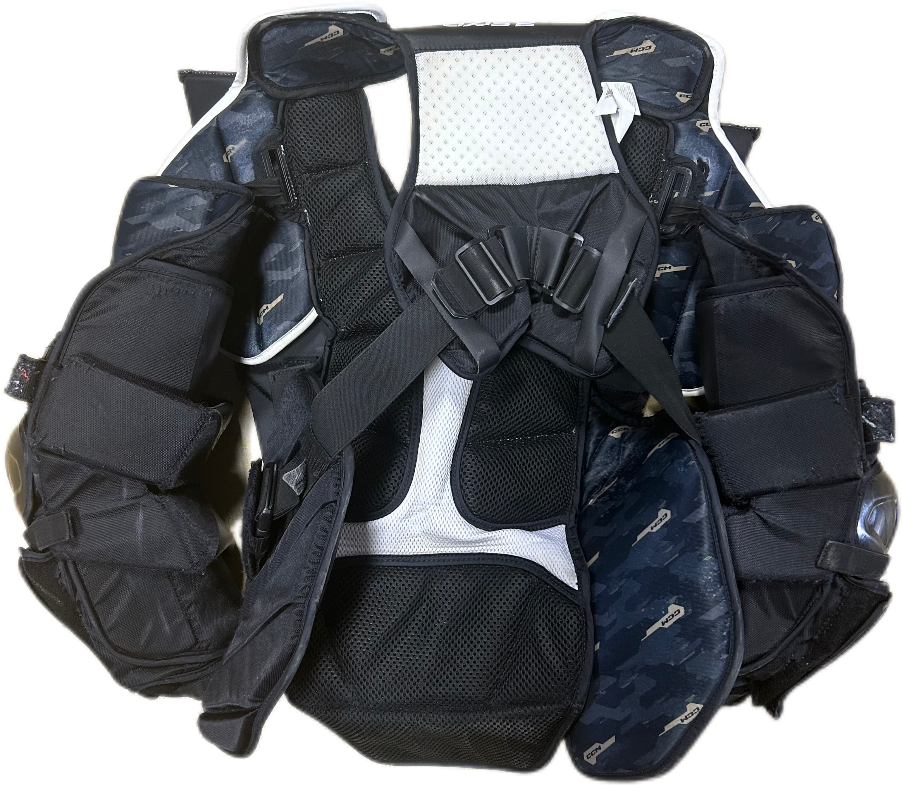 CCM Axis 2 - Plastron de gardien de but Pro Stock d'occasion (noir/blanc)
